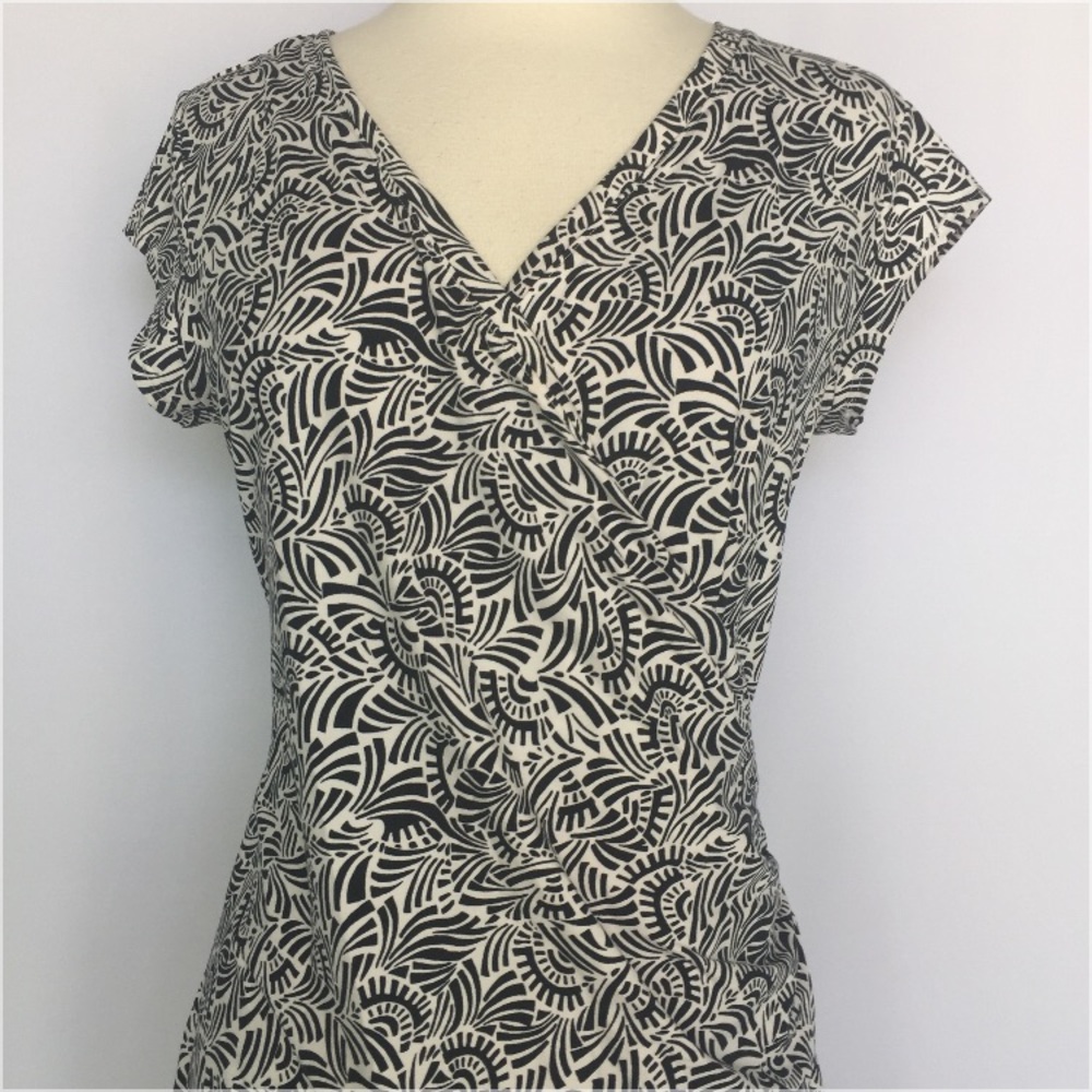 Athleta Black and White Printed Midi Dress, sz L - Picture 2 of 6